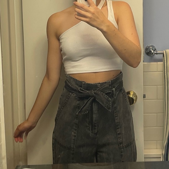 BB Dakota (Steve Madden) "Wash & Learn" Paperbag Waist Dark Grey Jeans Size 4 - Picture 4 of 9